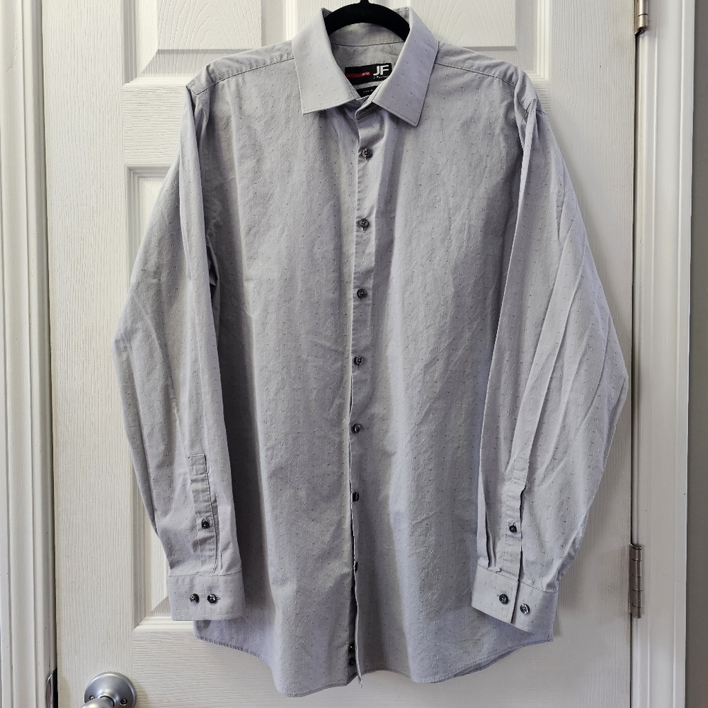 J. Ferrar Slim Fit Blue/Gray Long Sleeve Button Down Shirt Size Large 16-16 1/2